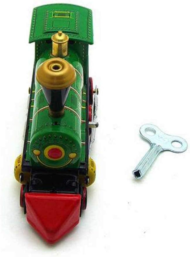 Charmgle Retro Toy Wind Up Tin Toy, Home Decoration Adult Collection Toy Classic Green Train Spring Clockwork Toy