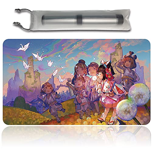 Four Leaves MTG Playmat - Anime TCG Spielmatte + Kostenlose wasserdichte Tasche, Größe 60x35cm, Mouse Pad kompatibel mit MTG TCG CCG RPG - Für Spieler ab 12 Jahren