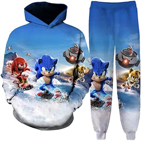 KYKEXEX Boys And Girls Pullover Sweatshirt Suit, Teen Game Hoodie And Sweatpants Tracksuit Set 3-X-Large