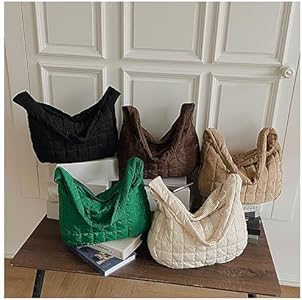 ACUYE Gewatteerde Tote Bag Puffer Bag Puffy Tote Bag voor Vrouwen Grote Puffer Bag Crossbody Purse Carryall Tas Katoen Gezwollen Schoudertas Padding Hobo Tote Bag