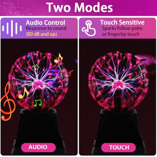 Pheashine Plasma Ball 5 inch, Plasma Lamp Touch Sensitive & Sound Activated Sphere Electric Plasma Globe Light - Image 2
