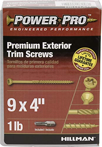 Power Pro 48634 Trim Screws, #9 X 4", All Purpose Wood, Deck, Composite, And Exterior Trim Screws, Rust Resistant, Bronze, 1 Lb Box, 64 Pcs #TOP1