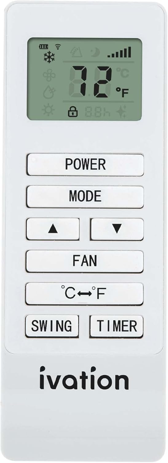 Ivation Replacement Remote Control for IVAPACWIFI Hose for IVAPACWIFI8K, IVAPACWIFI10K, IVAPACWIFI12K and IVAPACWIFI13K Wi-Fi Portable Air Conditioner