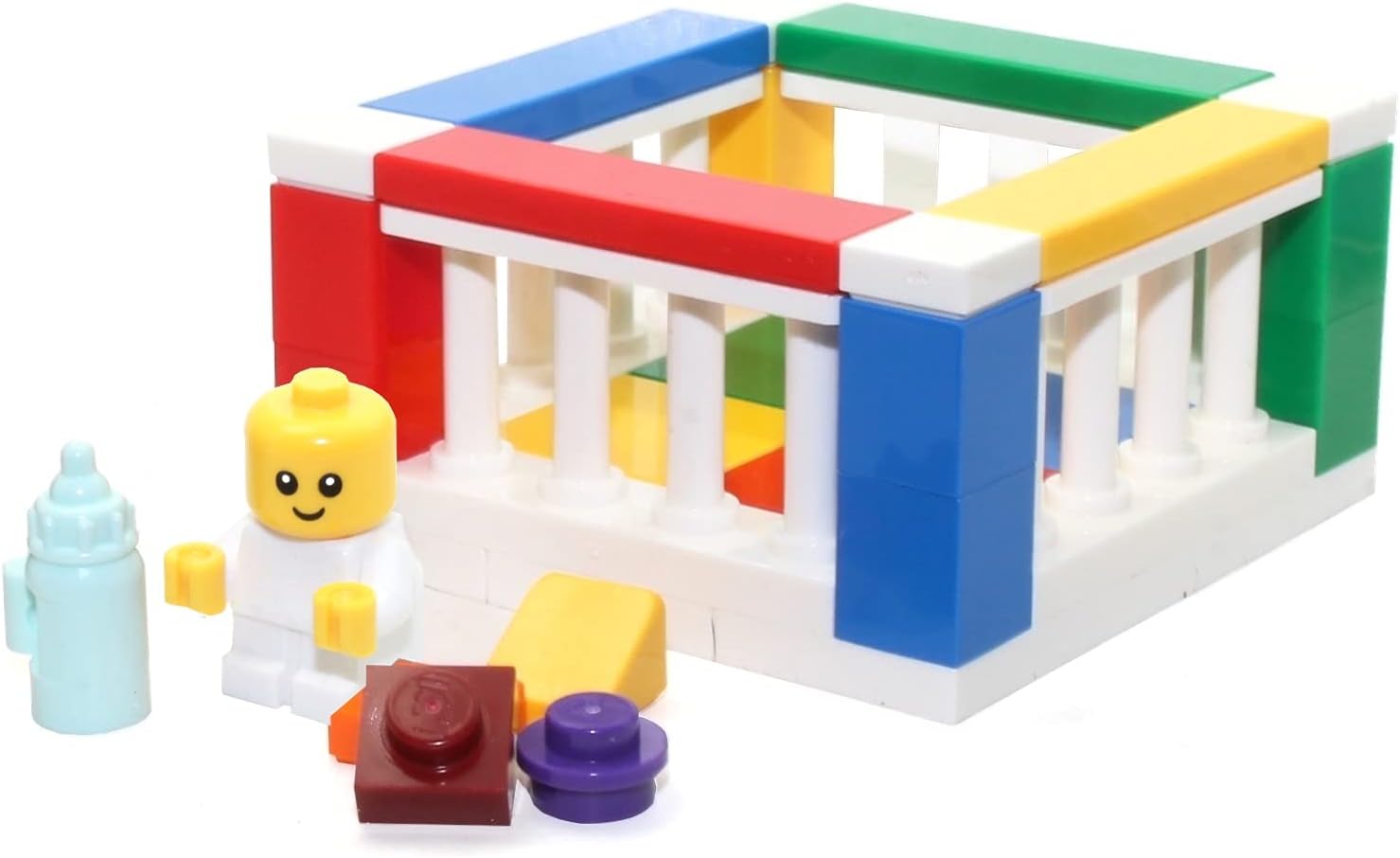 City Minifigure - Baby in Colorful Playpen with Toys (Very Cute)