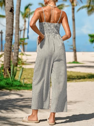 Image of CUPSHE Womens Summer Jumpsuit Backless Adjustable Spaghetti Strap Wide Leg Dressy Business Workout Jumpsuit with Pockets