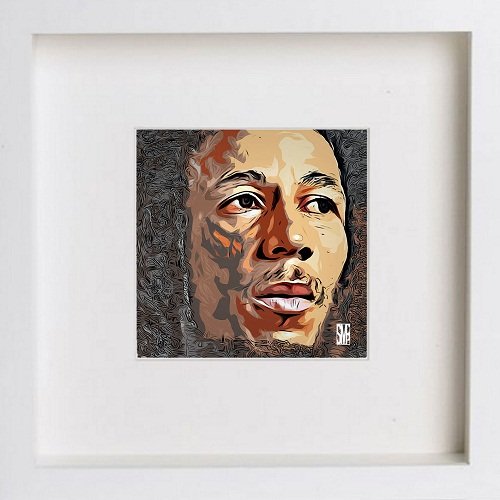 White Square Picture Frame - Home Décor - Wall Art - Hanging Photo Frames – Print of Bob Marley with Contemporary White Frame 23x23cm 12