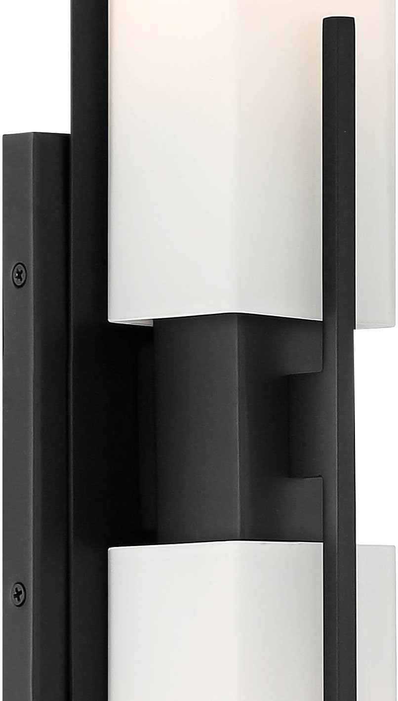 Possini Euro Design Midtown Modern Wall Lights Set of 2 Black Metal Hardwired 4 1/2" Fixture White Glass Rectangular Shade for Bedroom Bathroom Vanity Living Room Home Hallway Dining Kitchen House