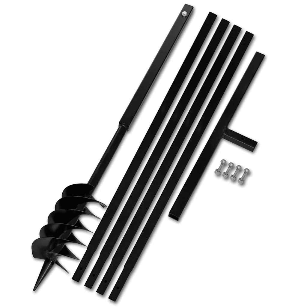 vidaXL Taladro de Tierra con Mango 120 mm con Tubo de Extensión 5 m Acero