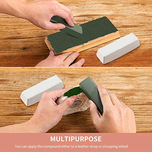 Angerstone Polishing Compound Set- Green White Buffing Compound(2-Pack, Total 10 Oz)- Leather Strop & Sharpening Stropping Compound Bar #TOP3