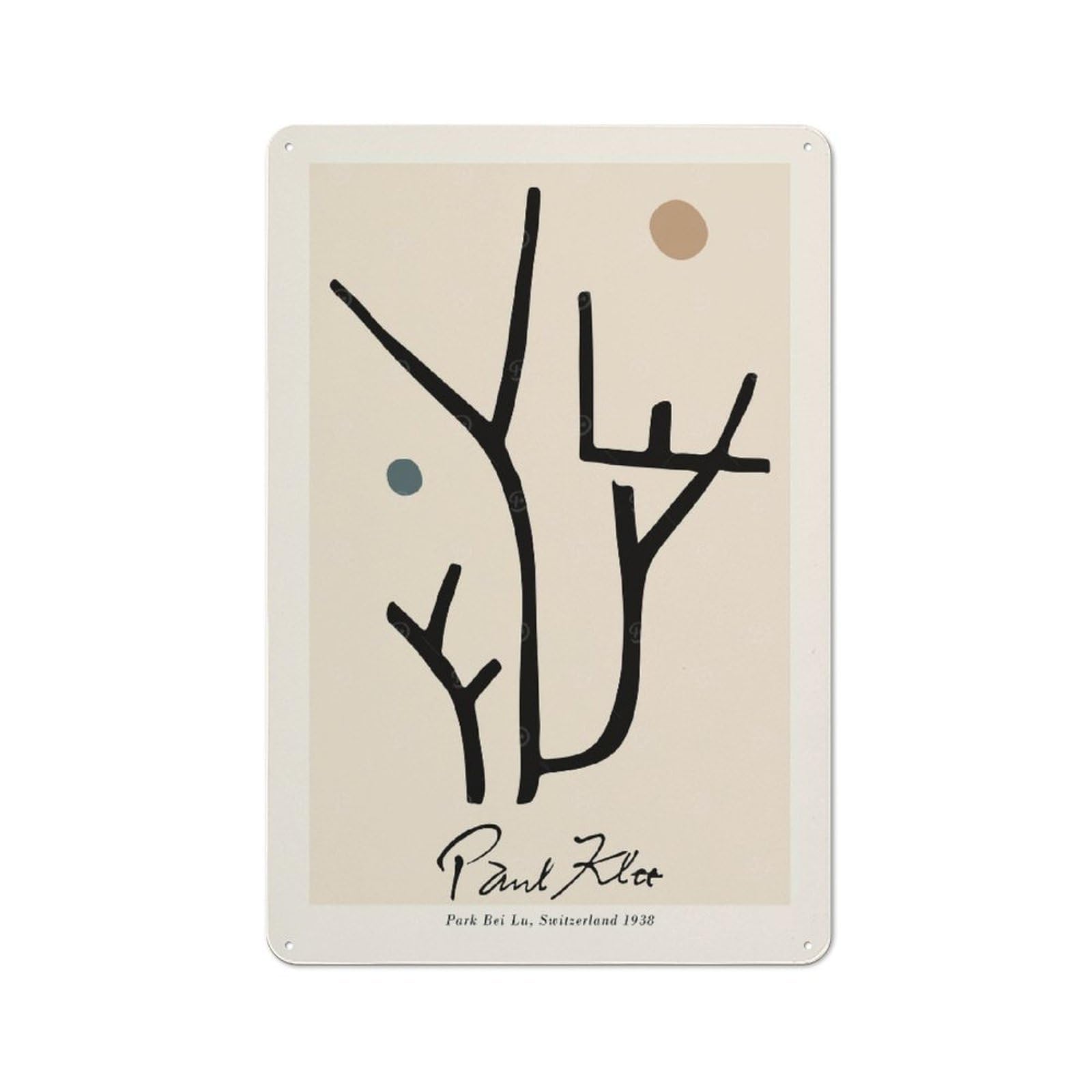 Junmoney Style-11 Vintage Metal Plaque 30X20cm Featuring Paul Klee Abstract Nature For Hallway Wall, For Wall Display Collectors