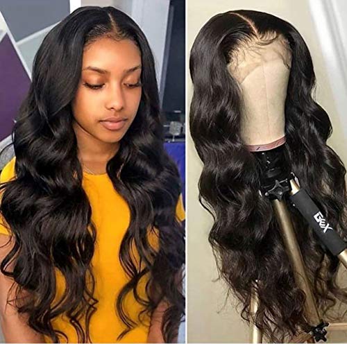 13x6 Lace Frontal Wig Pre Plucked Body Wave Lace Front Human Hair Wigs Remy Virgin Brazilian Human Hair Lace Wigs for Black Women Natural Color 130% Density 16inches