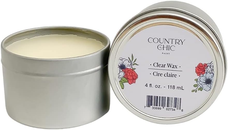 Country Chic Paint Furniture Wax - 100% Natural Sealant for Chalk Furniture or Raw Wood, Light Protection, Easy to Apply, No Odor, Eco-Friendly - 7 Color Choices - Clear (8 oz)