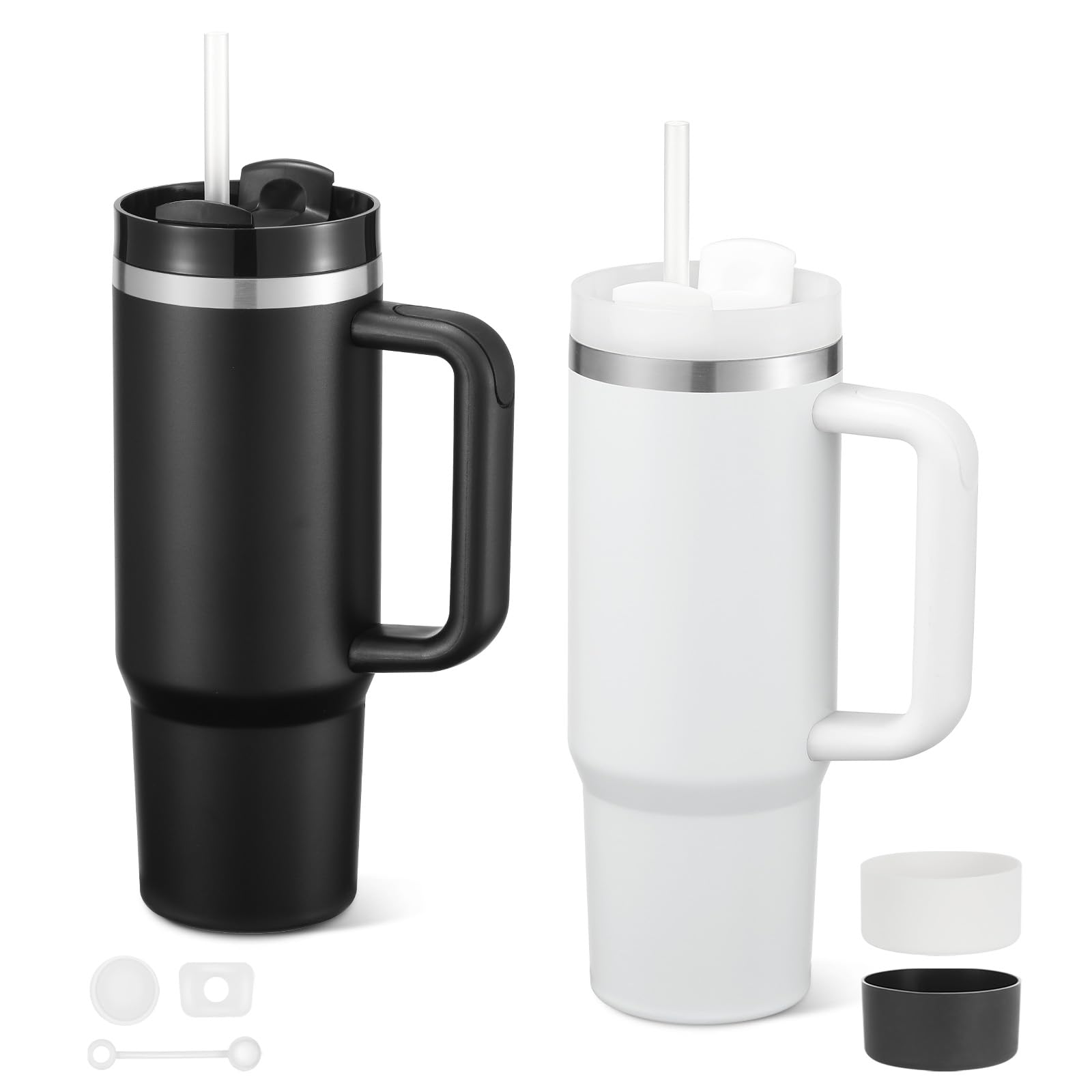 2 Pack 30 Oz Tumbler with Handle Bulk, Double Wall Vacuum Insulated Stainless Steel Tumbl…