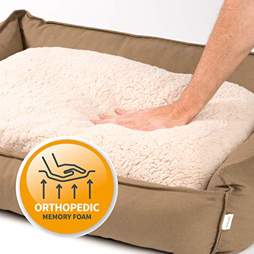 JAMAXX orthopädisches Hundebett - Memory Schaumstoff, Waschbar Wendekissen - Hundekissen mit Lammfell - Hundekorb Hundekörbchen Abnehmbarem Bezug Reissverschluss, PDB2008 (L) 120x90 Coffee-braun