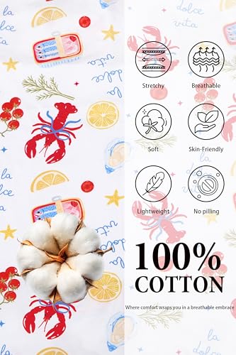 Image of LUBOT 100% Cotton Pajamas for Women 2 Piece PJ Set Button-Down Soft Knit Short Sleeve Summer Sleepwear Loungewear XS-XXL