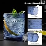 Moretoes Hobnail Verres à boire, 12 Coupes en verre d'eau bleue, Ensemble de verre vintage mixte, 6pcs 12oz Hauts-balles et 6pcs 10oz vieux verres mode, idéal pour les cocktails, Whisky et autres boissons