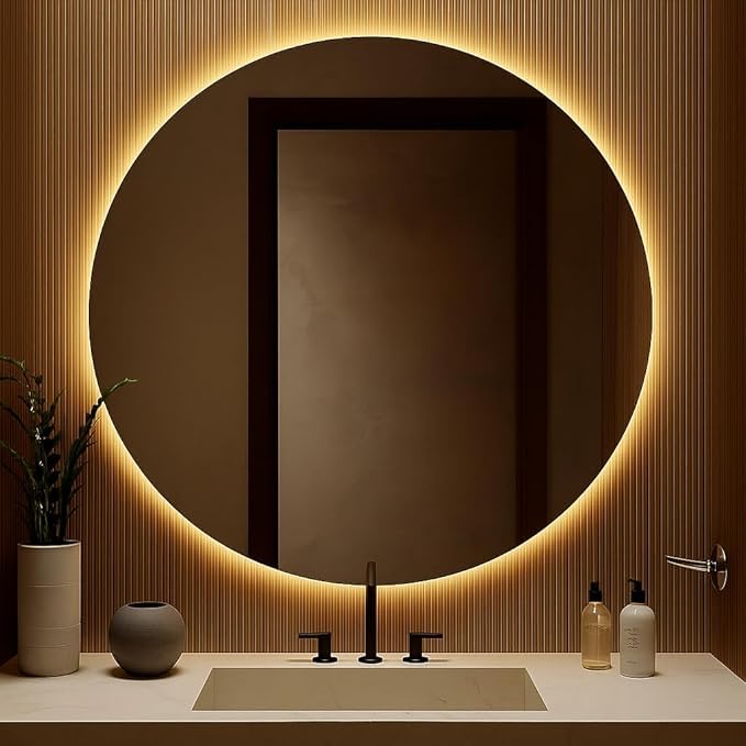 Specchio Bagno Led BALL 100cm, Specchio Rotondo da Parete con Luce Led 4000K Retroilluminato, Specchiera Bagno Made in Italy Bordo Filo Lucido Moderno (100 Ø)