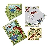 Wobbly Jelly „Stampfe-Dino“ Briefpapier-Set für Kinder (Schreibpapier, Briefumschläge und Postkarten im Set)