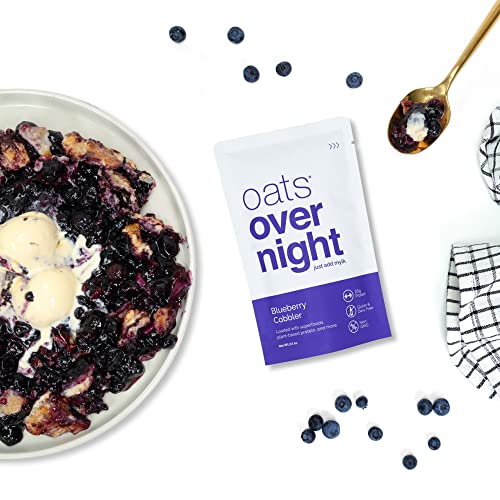 Oats Overnight - Blueberry Cobbler - Vegan, 20G Protein, High Fiber Breakfast Shake - Gluten Free, Non Gmo Oatmeal (2.5 Oz Per Meal) (24 Pack) #TOP6