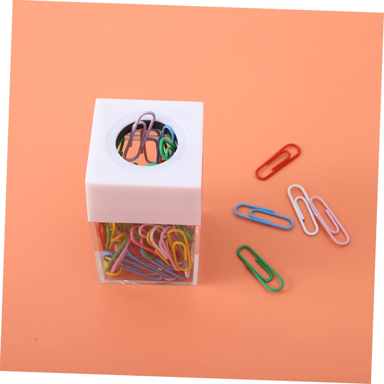 SHINEOFI 10pezzi Dispenser Magnetico Per Graffette Da Contenitore Quadrato Trasparente Con Coperchio Rimovibile Per Ufficio e Studio Capacità Elevata e Design Elegante