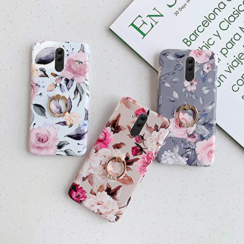 JAWSEU Bloemen telefoonhoes compatibel met Huawei Mate 20 Lite met ringstandaard, TPU siliconen zachte beschermhoes… - Image 3
