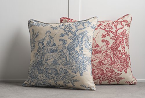 Maison D' Hermine Decorative Cushion Cover 100% Cotton 20"X20" Toile Washable Pillow Cover With Invisible Zipper For Home Décor, Office, Sofa, Couch, Bedroom, The Miller - Red - Spring/Summer #TOP7