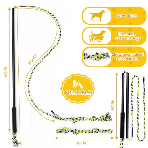 FXGJDeng Brinquedo interativo de mastro de paquera para cães perseguição e cabo de guerra, varinha p