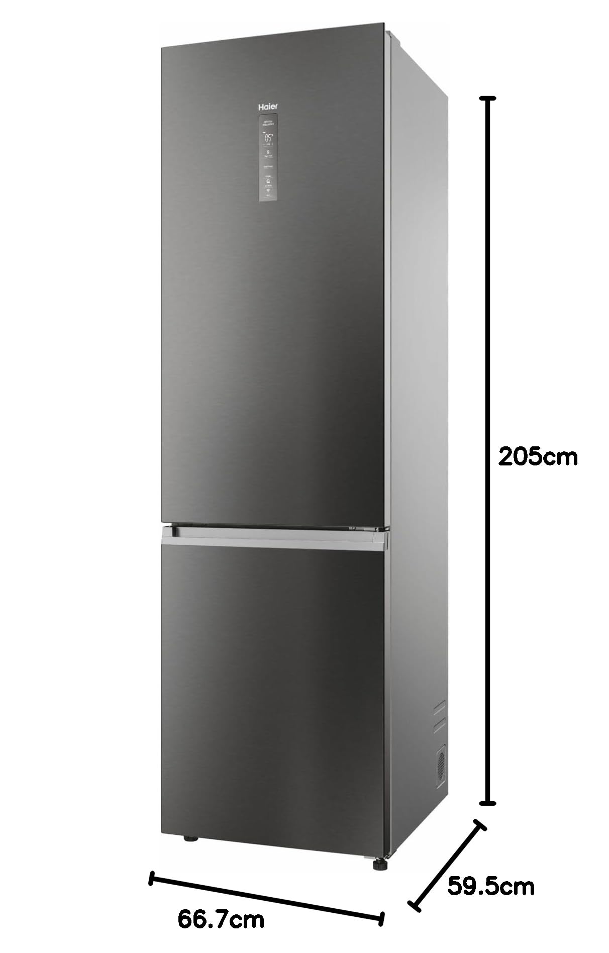 Haier 2D 60 Serie 3 PRO Frigorifero Combinato 406L (289L Frigo + 117L Freezer), Total No Frost, Wi-Fi hOn App, Air Surround, My Zone Pro, Classe D, Dark Inox, 205x59,5x66,7 cm (AxLxP), HDPW3620DNPD