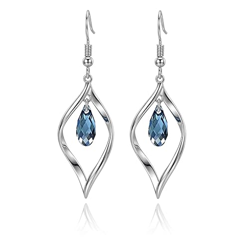 Rhodium Plate 925 Sterling Silver Hook Twist Leaf Holiday Hypoallergenic