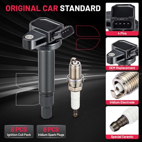 BDFHYK Ignition Coil Pack and Spark Plug Set of 8 Compatible with Lexus GS430 GX470 LS430 LX470 SC430 4Runner Land Cruiser Sequoia Tundra 4.3L 4.7L V8 Replacement for UF493 4504,Set of 4 by BDFHYK - Image 6