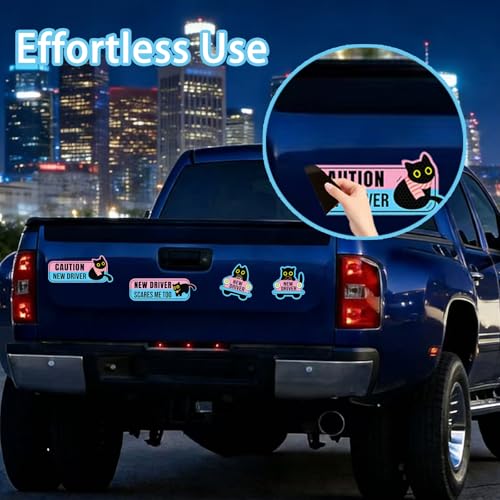 4 Pack Student Driver Magnet for Car – Cute Animal New Driver Signs High-Visibility Reflective Beginner Driver Magnets, Weatherproof & Removable Safety Warning Signs for Vehicles, “Please Be Patient” — view 4