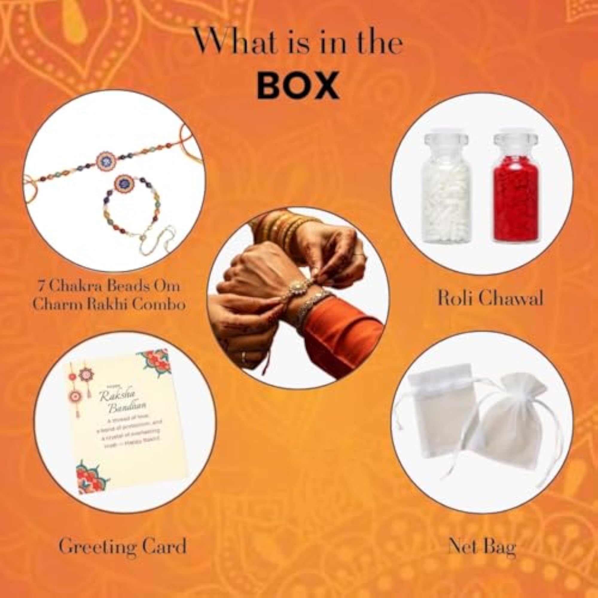 7 Chakra Crystal Rakhi Combo for Brother & Bhabhi