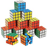 Zauberwürfel Set, 12 Stück Zauberwürfel Mini Rubiks Cube 3x3 cm Magic Cube, Gehirntraining Spielzeug Flexible Hände trainieren für Kinder Mädchen Jungen