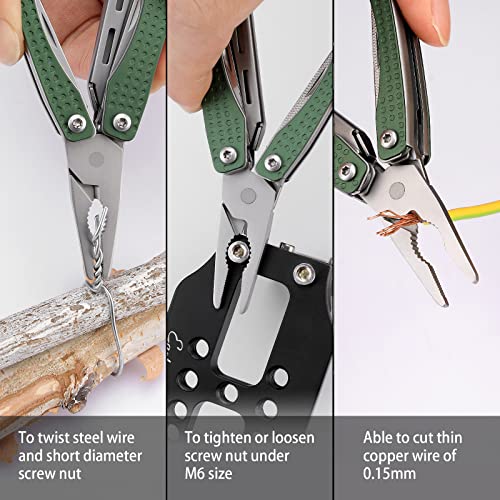Image of Nextool EDC Keychain Multitool, 10 in 1 Mini Pocket Knife Multi Tool with Needlenose Pliers, Scissors, Mini Useful Cool Gadgets for Men, Father's Day Gifts from Daughter-Green