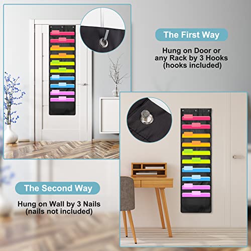Geyee 4 Pack Heavy Duty Storage Pocket Chart Hanging File Folders Organizer Overdoor Hangers Included Hanging Wall File Folders Paper Magazine Organizer For School Home (Blue,10 Pocket) #TOP3