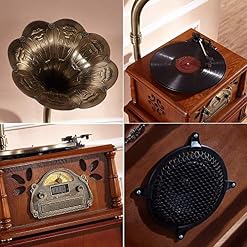 Gramophone Antique Grande Trompette Classique Bois Bluetooth Mid Century Tourne-Disque Tourne-Disque, CD, Lecteur Cassette et Radio - Les Beatles, Paul McCartney, John Lennon, RIngo Starr, George Harrison Gramophone Antique Grande Trompette Classique Bois Bluetooth Mid Century Tourne-Disque Tourne-Disque, CD, Lecteur Cassette et Radio – Image 4