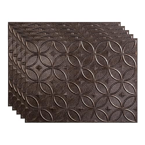 FASÄDE Rings Decorative Vinyl 18in x 24in Backsplash Panel in Smoked Pewter (5 Pack)