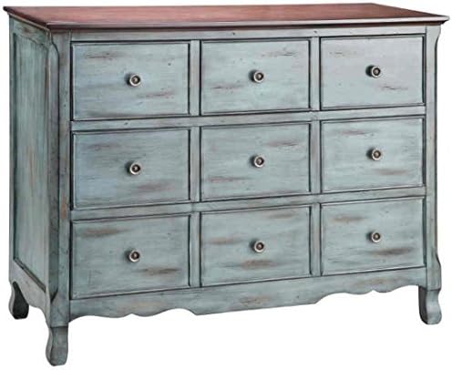 Stein World One 3-Drawer Chest with a Apothecary Inspired Design Finished in Moonstone with a Wood Tone Top, 48 by 19.25 by 38.25-Inch, Blue