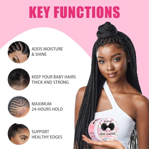 Image of Edge Control Wax for Women Strong Hold - Edge Smoother Edge Wax Styling Gel Edge Control Wax for Black Hair - Rose & Castor Hair Oil for Hair Growth Strengthening Hair Oil Briad Bonnet Brush Set