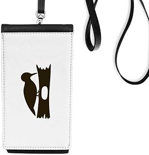Black Woodpecer Animal Portrayal Phone Wallet Purse Hanging Mobile Pouch Black Pocket