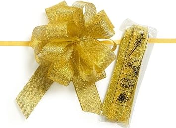 4-1/2" Metallic Shimmery Gold Fabric Pull Bow 5 Pieces by A1 Bakery Supplies