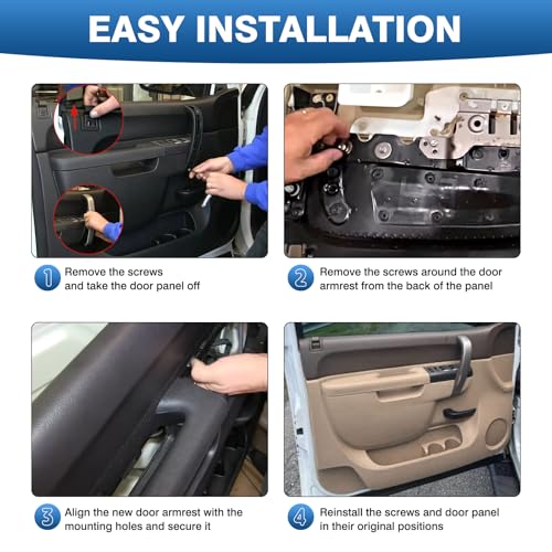 22818467 Front Left Driver Side Door Armrest Replacement for Chevy Silverado & GMC Sierra 1500 2500HD 3500HD 2010-2014, Interior Door Panel Pull Handle Repair Kit with Pry Tool - Tan by TOP-MAX - Used condition - Image 8