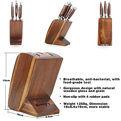 Foto von Emo joy Messerblock Set, Messerset, 6-TLG Messer Set mit Block, Kochmesser, Messerhalter, Küchenmesser aus Edelstahl, bestückte Holzblock