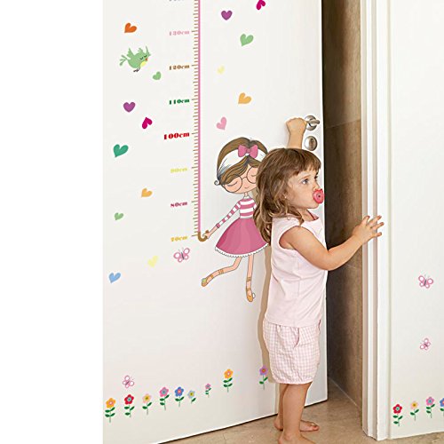 Image of Kids Height Chart Wall Sticker | Adorable Girls Growth Chart for Nursery Bedroom Playroom Classroom | Height Measuring Scale | Easy Peel & Stick | Full Set: 70x50 cm Total Coverage: 145x75 cm
