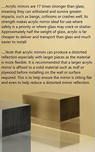 Image of DistinctAndUnique Mirror Acrylic Sheets 12 inchx12 inch, 1 /8 inch (3mm) Thick - Gold Acrylic Mirror Sheets with Protective Paper for Plastic Panels, Crafts, Signs, Shelves, Plexiglass Displays, and DIY Projects
