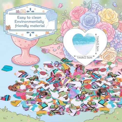 Image of Marspark 1200 Pcs Anime Heart Confetti 1 Inch Colorful Comic Book Paper Table Confetti Art Birthday Party Decorations for Wedding DIY Scrapbooking Accents Birthday Cartoon Photo Prop Bridal Shower