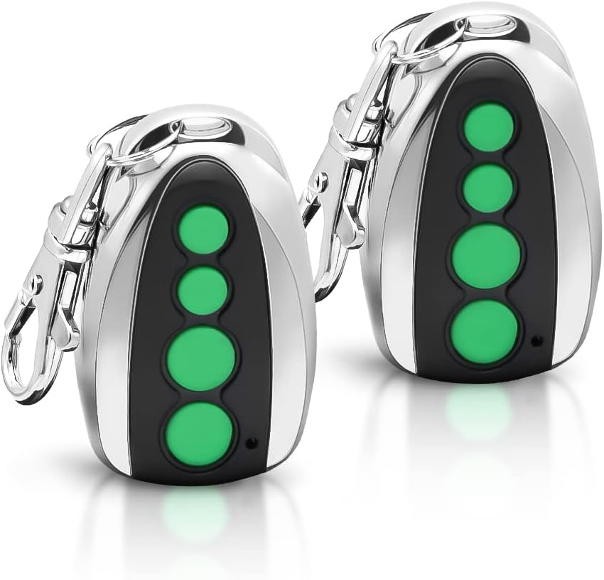 TOPENS M12 Remote Control 4-Button Transmitter for Automatic Swing Sliding Gate Opener 2-Pack Wireless Transmitter Key Fobs Security Gate Controller with Keychain