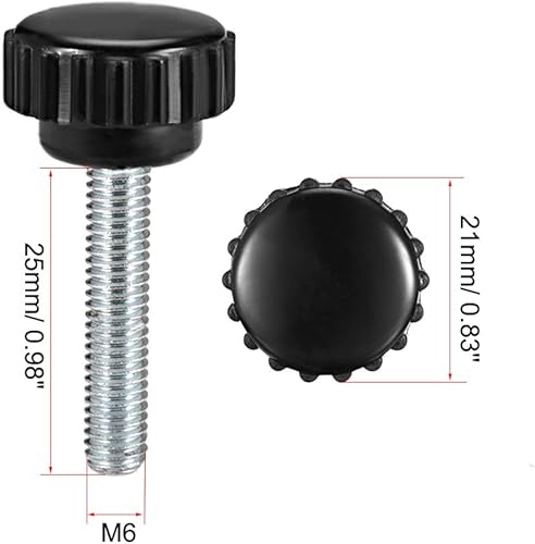 Miniatura 134 de uxcell Perillas de sujeción moleteadas M6 x 1.969 in métricas chapadas en zinc de acero al carbono rosca macho tornillo de pulgar en tipo 0.787 in