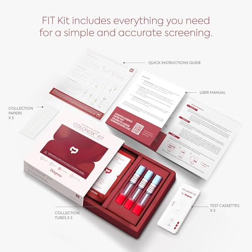 COLONOX at-Home Colon Screening Test Kit – Easy to Use Fecal Occult Blood (FIT or FOB) Colon Test for Early Detection (3 Tests)