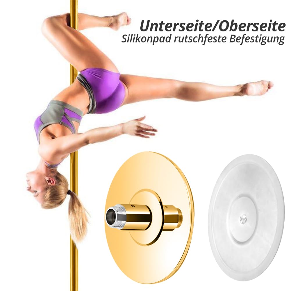 Roluck Pole Dance, barra da ballo, diametro 45 mm, lunghezza regolabile, set di danza professionale, portatile, rimovibile, con funzione statica + spinning (oro)